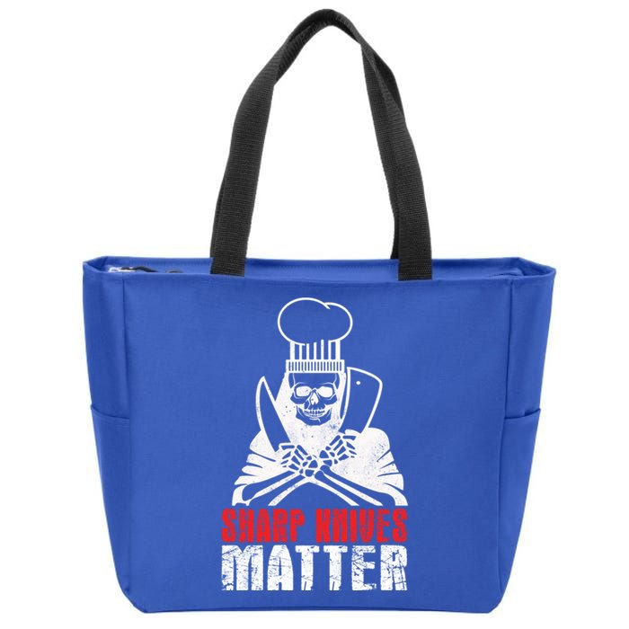 Sharp Knives Matter Gift Funny Cooking Chef Gift Zip Tote Bag