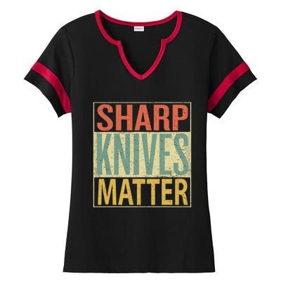 Sharp Knives Matter Gift Chef Knives Gift Funny Outfit Gift Ladies Halftime Notch Neck Tee