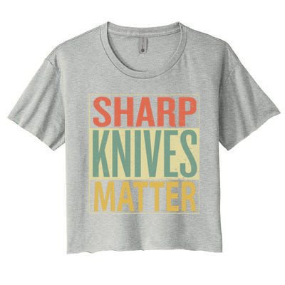 Sharp Knives Matter Gift Chef Knives Gift Funny Outfit Gift Women's Crop Top Tee