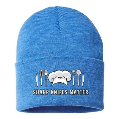 Sharp Knifes Matter Cooking Chef Utensils Cook Great Gift Sustainable Knit Beanie