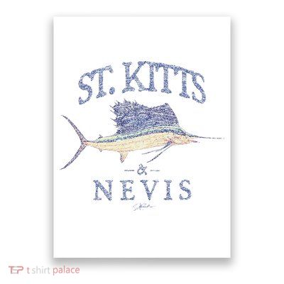 St. Kitts & Nevis Vintage Sailfish Poster