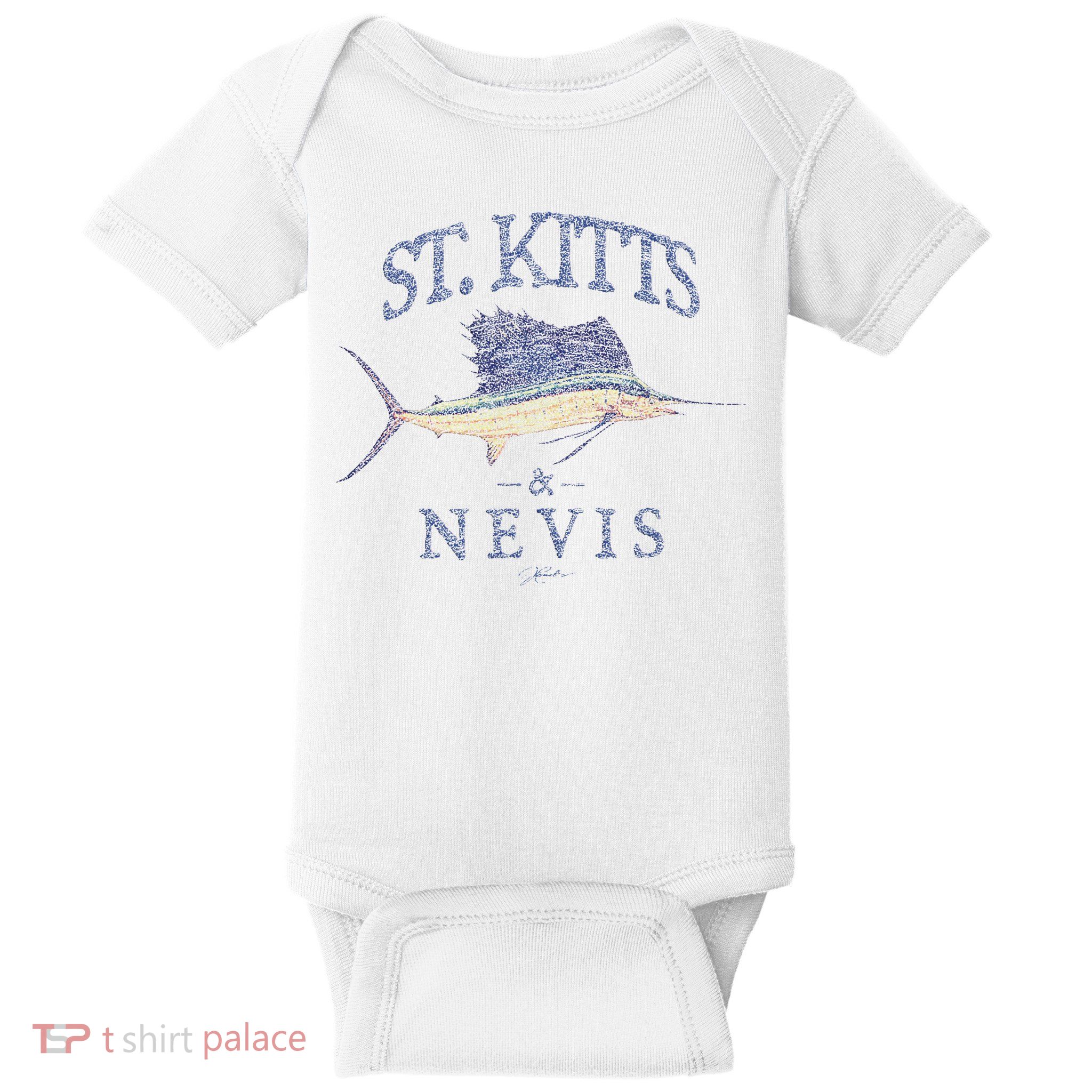 St. Kitts & Nevis Vintage Sailfish Baby Bodysuit