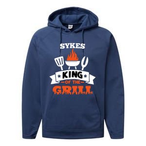 Sykes King Of The Grill Grilling Bbq Chef Master Cooking Cute Gift Performance Fleece Hoodie