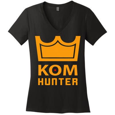 Strava King Of The Mountain Hunter Kom Bike Cycling Women's V-Neck T-Shirt