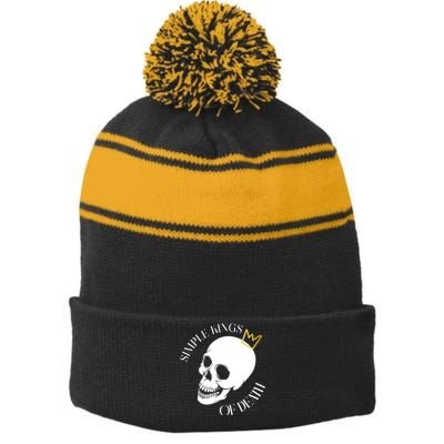 Simple Kings Of Death Stripe Pom Pom Beanie