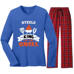 Steele King Of The Grill Grilling Bbq Chef Master Cooking Great Gift Women's Long Sleeve Flannel Pajama Set 