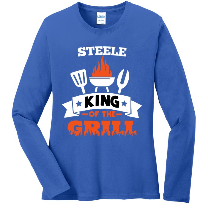 Steele King Of The Grill Grilling Bbq Chef Master Cooking Great Gift Ladies Long Sleeve Shirt