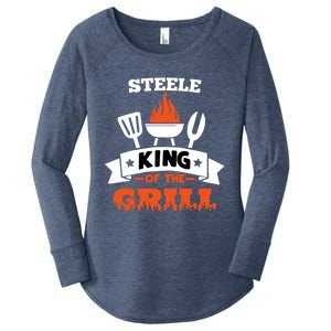 Steele King Of The Grill Grilling Bbq Chef Master Cooking Great Gift Women's Perfect Tri Tunic Long Sleeve Shirt