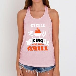 Steele King Of The Grill Grilling Bbq Chef Master Cooking Great Gift Women's Knotted Racerback Tank