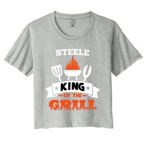 Steele King Of The Grill Grilling Bbq Chef Master Cooking Great Gift Women's Crop Top Tee