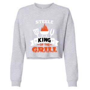 Steele King Of The Grill Grilling Bbq Chef Master Cooking Great Gift Cropped Pullover Crew