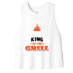 Steele King Of The Grill Grilling Bbq Chef Master Cooking Great Gift Women's Racerback Cropped Tank