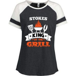 Stokes King Of The Grill Grilling Bbq Chef Master Cooking Meaningful Gift Enza Ladies Jersey Colorblock Tee