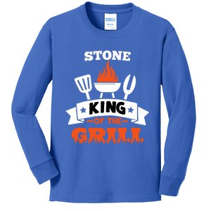 Stone King Of The Grill Grilling Bbq Chef Master Cooking Gift Kids Long Sleeve Shirt