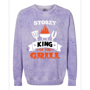 Storey King Of The Grill Grilling Bbq Chef Master Cooking Great Gift Colorblast Crewneck Sweatshirt