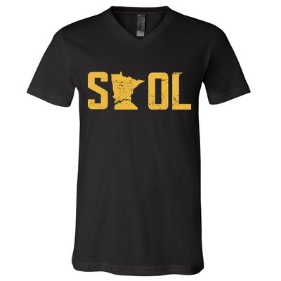 Skol Helmet Vintage Viking Logo V-Neck T-Shirt
