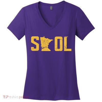 Skol Helmet Vintage Viking Logo Women's V-Neck T-Shirt