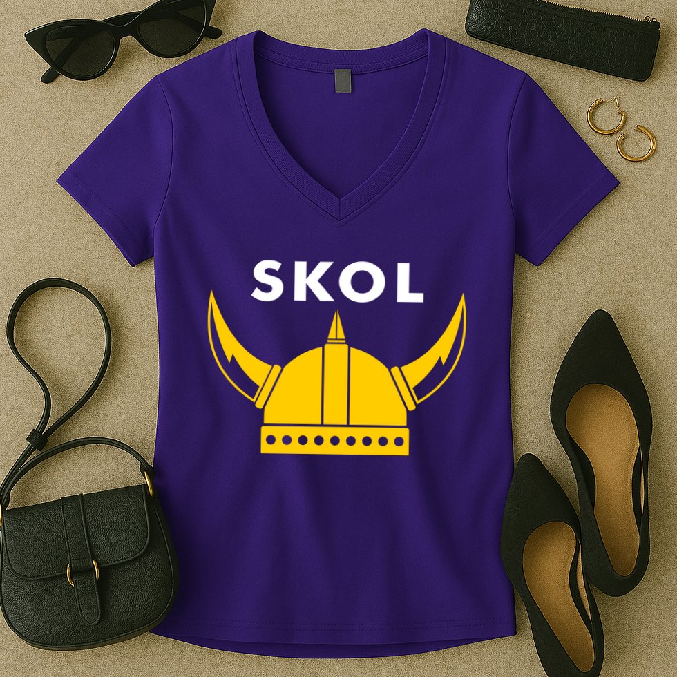 Skol Viking Helmet Minneapolis Miracle Women's V-Neck T-Shirt