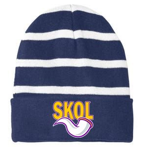 Skol Viking Horn Striped Beanie with Solid Band