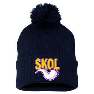 Skol Viking Horn Pom Pom 12in Knit Beanie