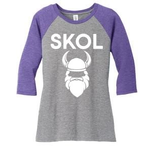 Skol Vikings  Women's Tri-Blend 3/4-Sleeve Raglan Shirt