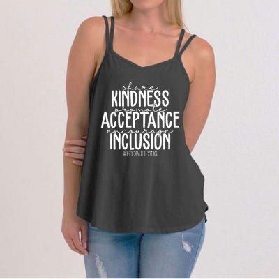 Share Kindness Promote Acceptance Encourage Inclusion End Bullying Women's Strappy Tank