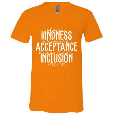 Share Kindness Promote Acceptance Encourage Inclusion End Bullying V-Neck T-Shirt