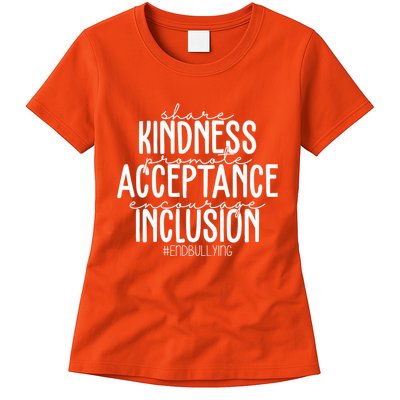 Share Kindness Promote Acceptance Encourage Inclusion End Bullying Womens T-Shirt