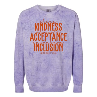 Share Kindness Promote Acceptance Encourage Inclusion End Bullying Unity Day Colorblast Crewneck Sweatshirt