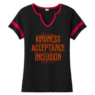 Share Kindness Promote Acceptance Encourage Inclusion End Bullying Unity Day Ladies Halftime Notch Neck Tee