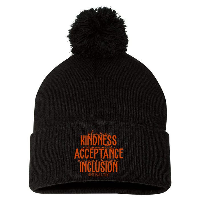 Share Kindness Promote Acceptance Encourage Inclusion End Bullying Unity Day Pom Pom 12in Knit Beanie
