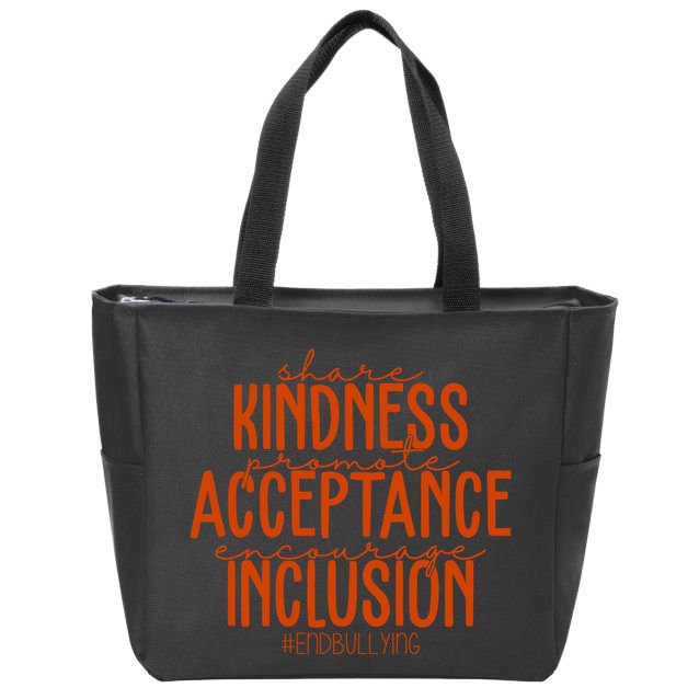 Share Kindness Promote Acceptance Encourage Inclusion End Bullying Unity Day Zip Tote Bag
