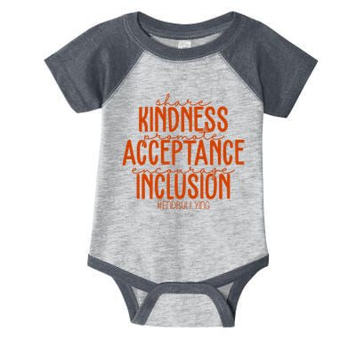 Share Kindness Promote Acceptance Encourage Inclusion End Bullying Unity Day Infant Baby Jersey Bodysuit