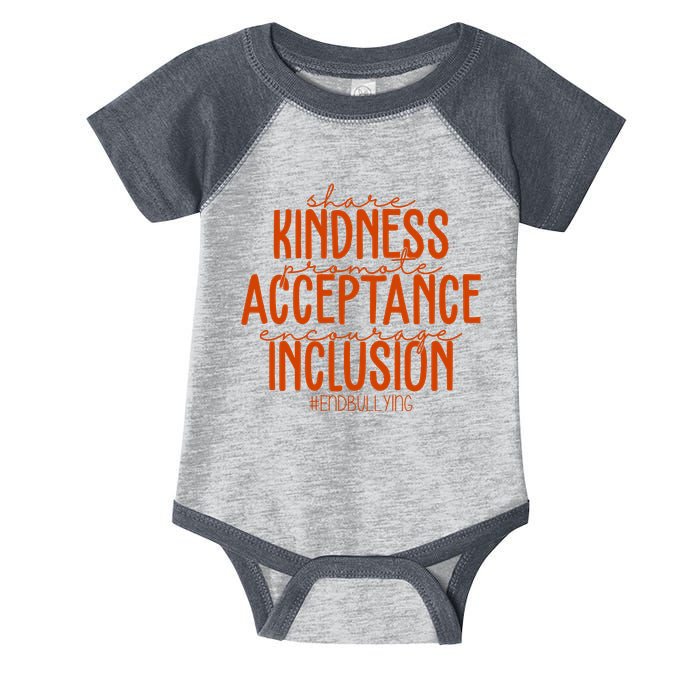Share Kindness Promote Acceptance Encourage Inclusion End Bullying Unity Day Infant Baby Jersey Bodysuit