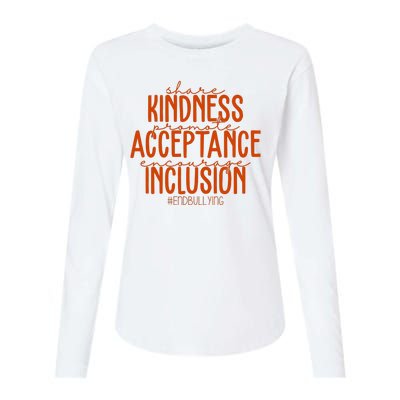 Share Kindness Promote Acceptance Encourage Inclusion End Bullying Unity Day Womens Cotton Relaxed Long Sleeve T-Shirt