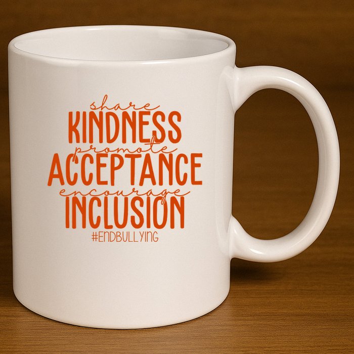 Share Kindness Promote Acceptance Encourage Inclusion End Bullying Unity Day 11oz C Handle Ceramic Mug