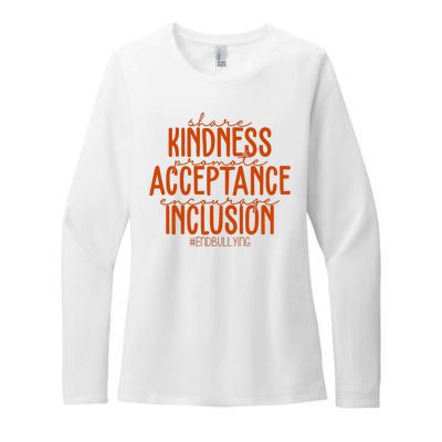 Share Kindness Promote Acceptance Encourage Inclusion End Bullying Unity Day Womens CVC Long Sleeve Shirt