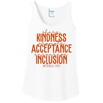 Share Kindness Promote Acceptance Encourage Inclusion End Bullying Unity Day Ladies Essential Tank