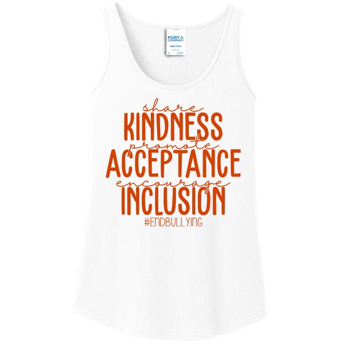 Share Kindness Promote Acceptance Encourage Inclusion End Bullying Unity Day Ladies Essential Tank