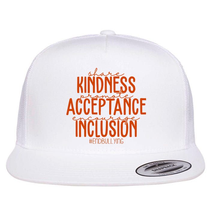 Share Kindness Promote Acceptance Encourage Inclusion End Bullying Unity Day Flat Bill Trucker Hat