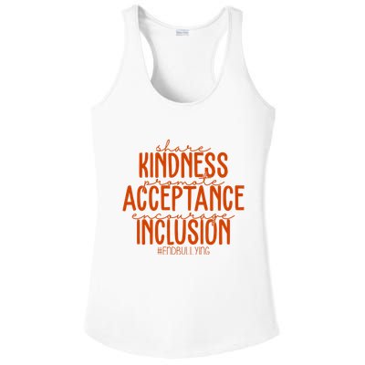 Share Kindness Promote Acceptance Encourage Inclusion End Bullying Unity Day Ladies PosiCharge Competitor Racerback Tank
