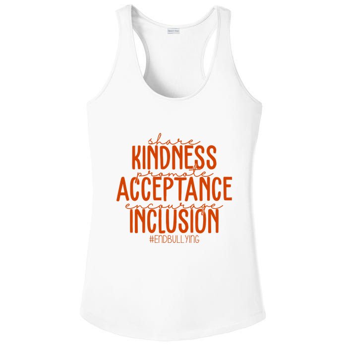 Share Kindness Promote Acceptance Encourage Inclusion End Bullying Unity Day Ladies PosiCharge Competitor Racerback Tank