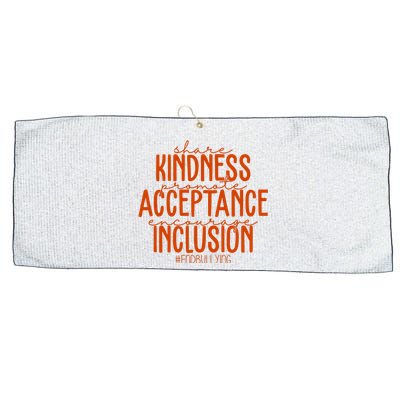 Share Kindness Promote Acceptance Encourage Inclusion End Bullying Unity Day Large Microfiber Waffle Golf Towel