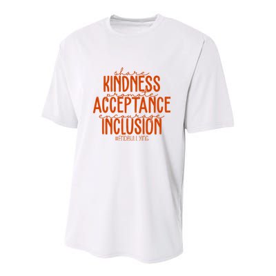 Share Kindness Promote Acceptance Encourage Inclusion End Bullying Unity Day Youth Performance Sprint T-Shirt