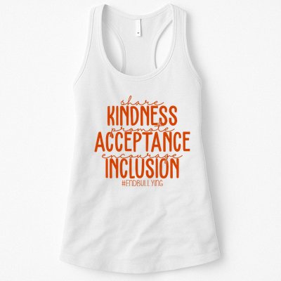 Share Kindness Promote Acceptance Encourage Inclusion End Bullying Unity Day Womens Tank Top