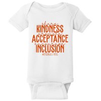 Share Kindness Promote Acceptance Encourage Inclusion End Bullying Unity Day Baby Bodysuit