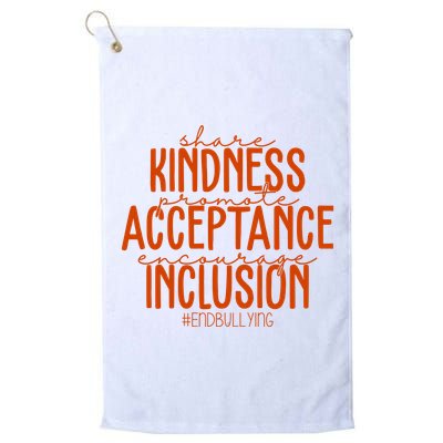 Share Kindness Promote Acceptance Encourage Inclusion End Bullying Unity Day Golf Towel