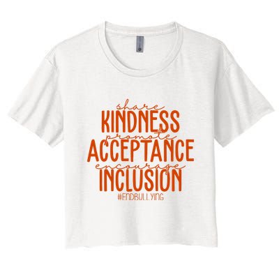 Share Kindness Promote Acceptance Encourage Inclusion End Bullying Unity Day Crop Top