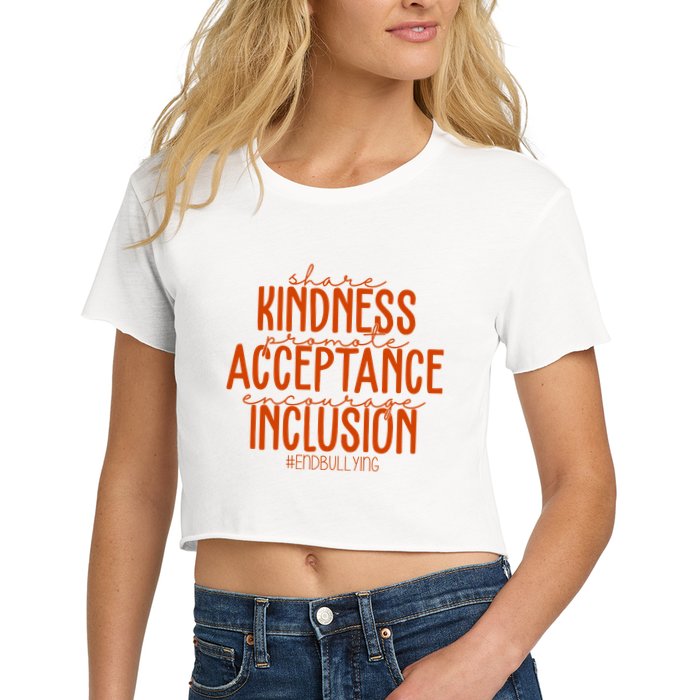 Share Kindness Promote Acceptance Encourage Inclusion End Bullying Unity Day Crop Top