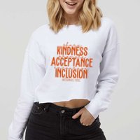 Share Kindness Promote Acceptance Encourage Inclusion End Bullying Unity Day Cropped Pullover Crew